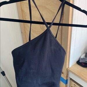 Black Ribbed Halter Top